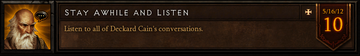 Stay Awhile and Listen - Conversation Achievement